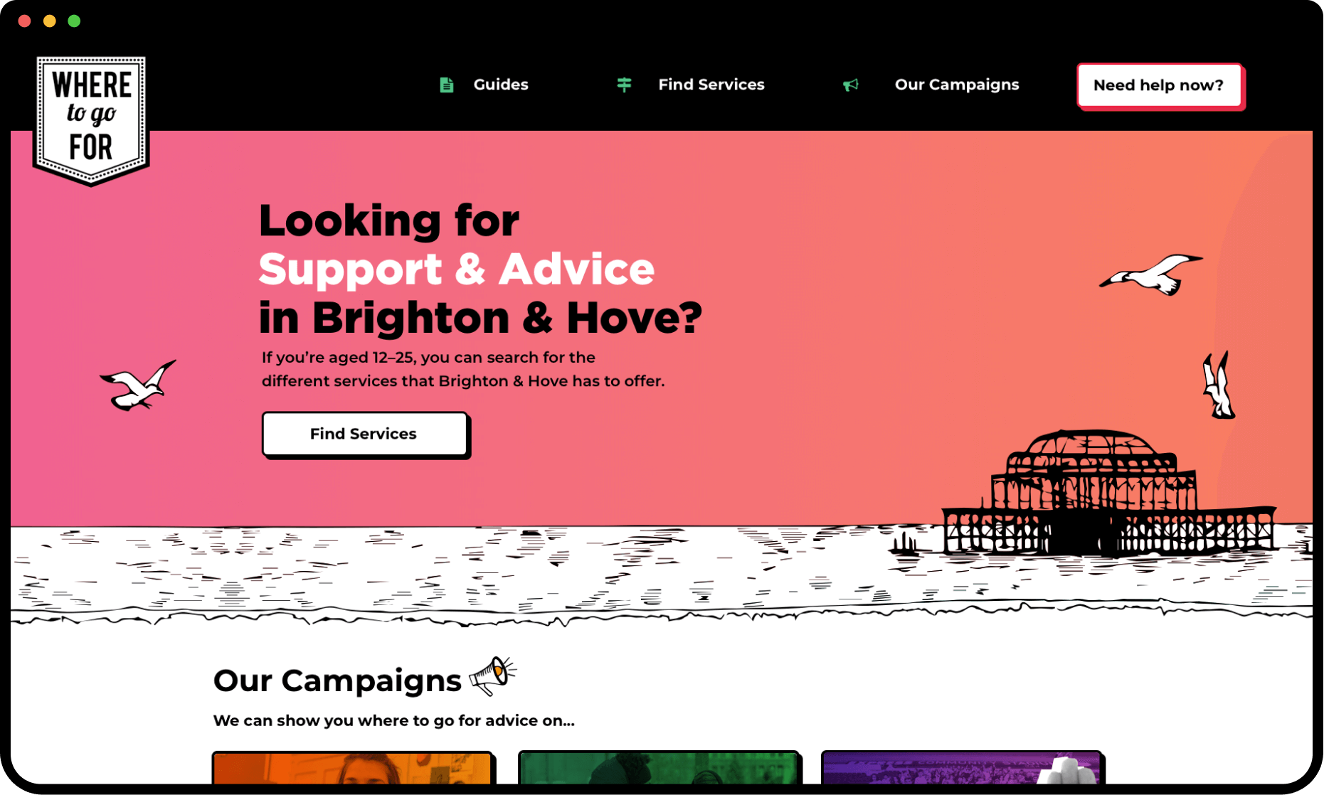 A screenshot of the Where To Go For website
